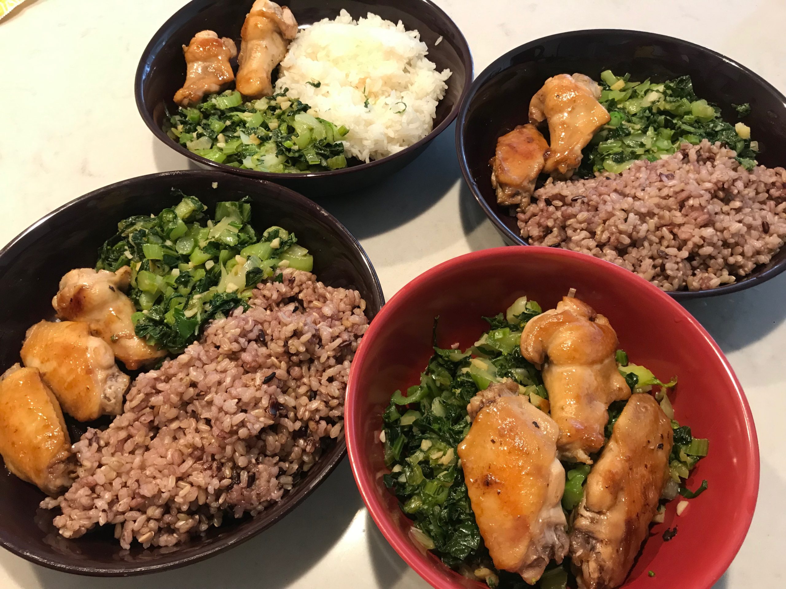 Honey-glazed soy sauce wings & Stir fried chopped Choy Sum | 蜜汁鷄翅 & 炒菜心